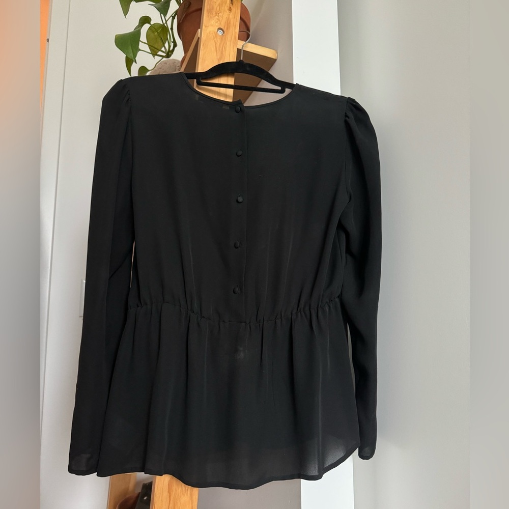 Black Theory Long Sleeve Peplum Blouse